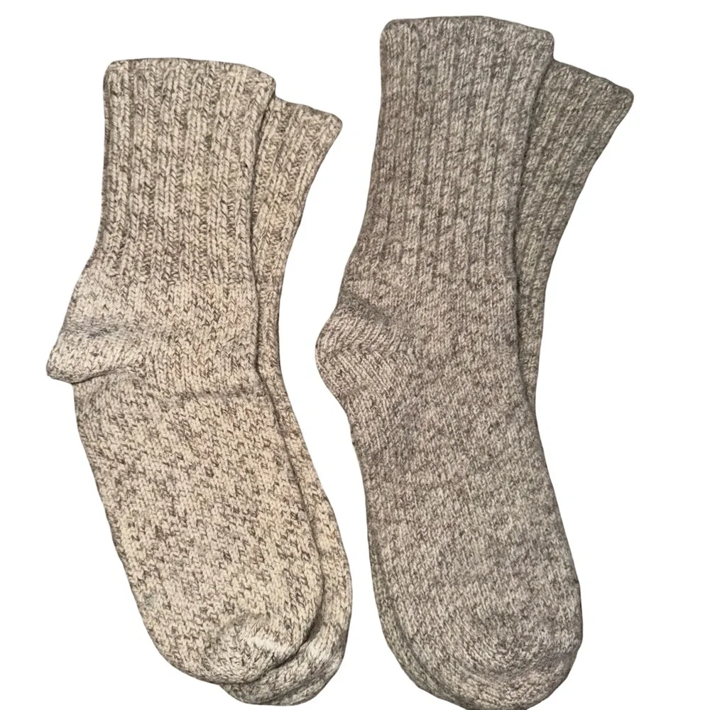 (2) merino wool knit‎ beige socks.  Below the calf. Size L/XL